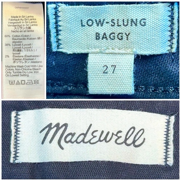 NEW Madewell Low-Slung Baggy Utility Pants in Almost Black, 4-Pockets, Size 27 - Picture 15 of 16